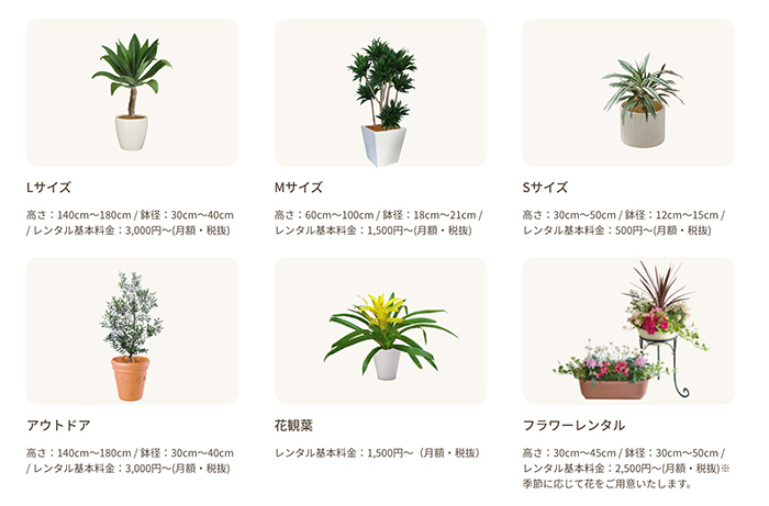 観葉植物レンタルサービス「グリーンポケット」のホームページの例